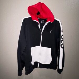 Polo Black and Red Zip-Up Hoodie